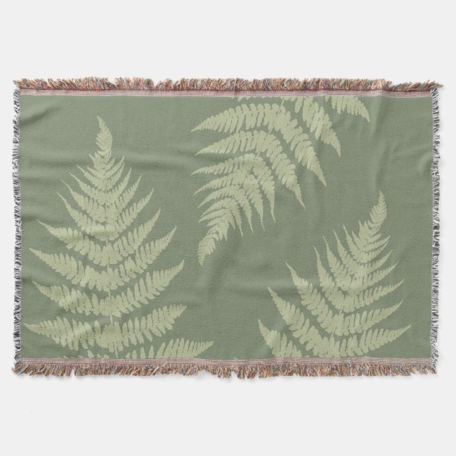 Woodland Fern Leves Anpassningsbar Background Färg Filt (Framsidan)