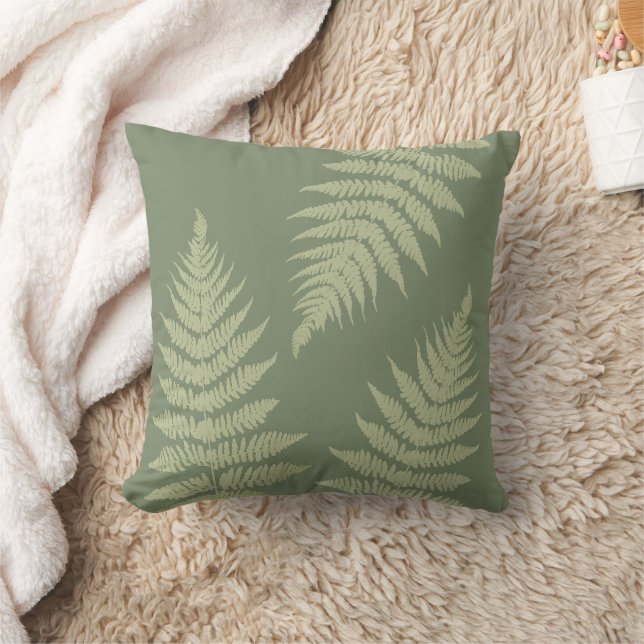 Woodland Fern Leves Anpassningsbar Background Färg Kudde (Filt)