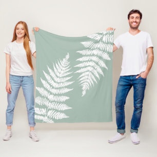 Woodland Fern Löv Anpassningsbar Bakgrund Färg Fleecefilt