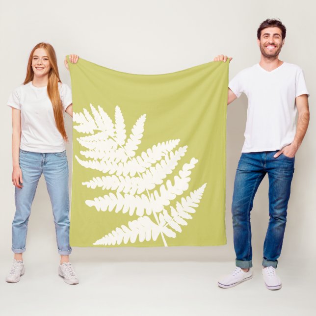 Woodland Fern Löv Anpassningsbar Bakgrund Färg Fleecefilt (På plats)