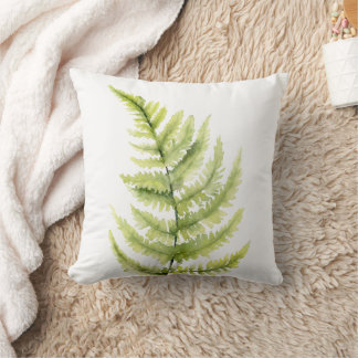Woodland Fern Löv Botanical Watercolor Greenery Kudde