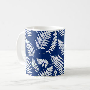 Woodland Fern Mönster, Cobalt Blue och White Kaffemugg