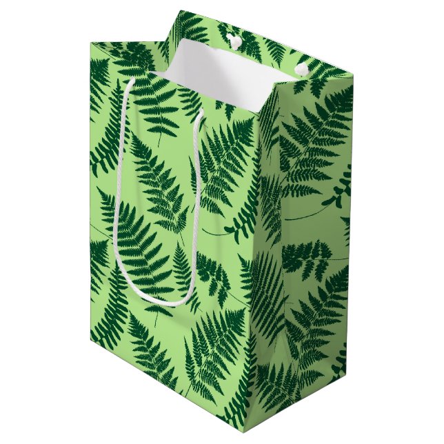 Woodland Fern Mönster, Emerald och Ljust grönt (Framsidan Vinklad)