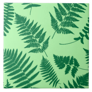 Woodland Fern Mönster, Emerald och Ljust grönt Kakelplatta