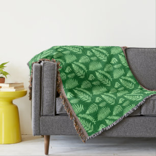 Woodland Fern Mönster, Light och Mörk grönt Filt