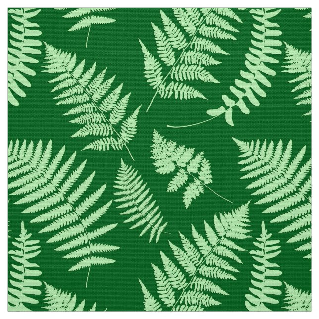 Woodland Fern Mönster, Light och Mörk grönt Tyg (Provkarta)