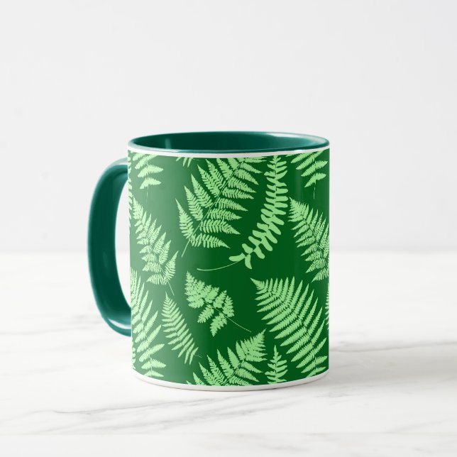Woodland Fern Mönster, Ljust grönt och Emerald Mugg (Framsida vänster)