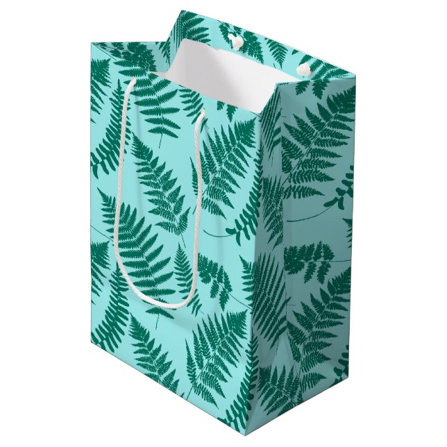 Woodland Fern Mönster, Turquise och Aqua (Framsidan Vinklad)