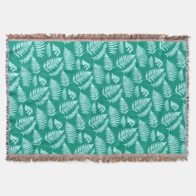 Woodland Fern Mönster, Turquise och Aqua Filt (Framsidan)