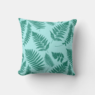 Woodland Fern Mönster, Turquise och Aqua Utomhuskudde