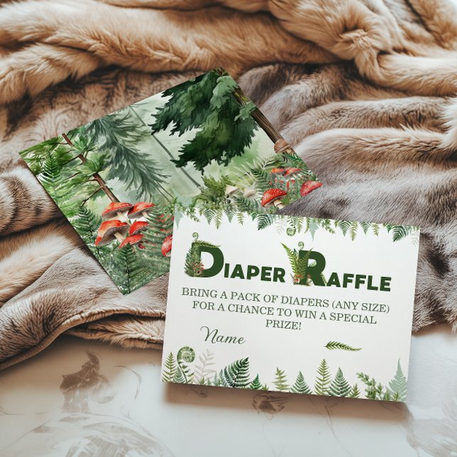 Woodland Fern & Mushroom Diaper Raffle Forest Tilläggskort (Skapare uppladdad)
