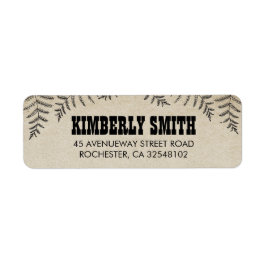 Woodland Ferns Rustic Land Returadress Etikett