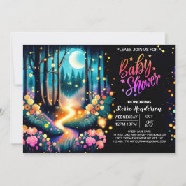 Woodland Fireflies Baby Shower Inbjudningar
