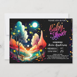 Woodland Fireflies Dreamy Night Baby Shower Inbjudningar