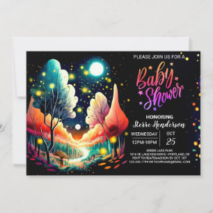 Woodland Fireflies Dreamy Night Baby Shower Inbjudningar
