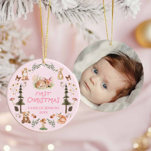 Woodland Flicka Första julfoto Ornament