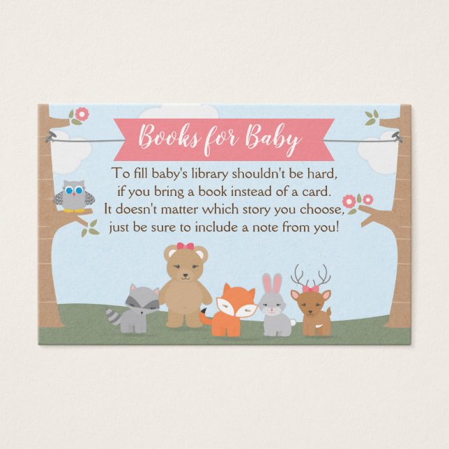 Woodland Flicka Shower för Bok i stället Visitkort (Framsida)