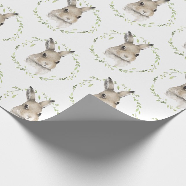 Woodland Forest Animal Bunny Watercolor Presentpapper (Hörn)
