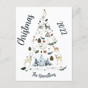 Woodland Forest Animal Julgran Vykort