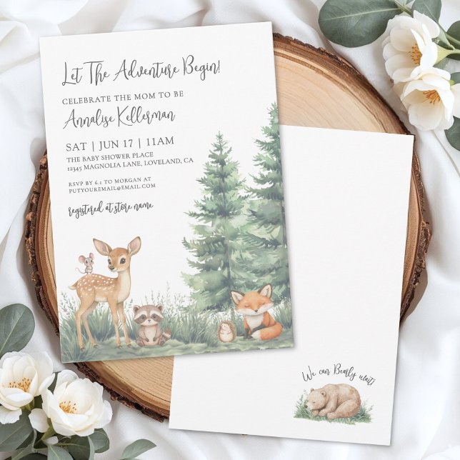 Woodland Forest Animals Adventure Baby Shower Inbjudningar (Woodland Forest Animals Adventure Baby Shower Invitation)