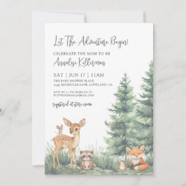 Woodland Forest Animals Adventure Baby Shower Inbjudningar