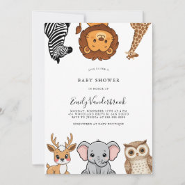Woodland Forest Animals Baby Shower Inbjudningar
