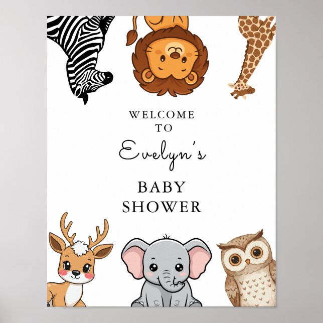 Woodland Forest Animals Baby Shower Poster (Framsidan)