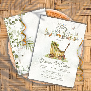 Woodland Forest Animals Boho Baby Shower Inbjudningar