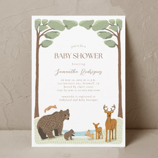 Woodland Forest Animals Boy Baby Shower Inbjudningar