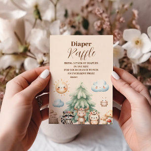 Woodland Forest Animals Diapper Raffle Tilläggskort