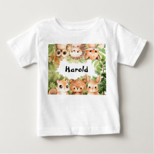 Woodland Forest Animals Personlig Boy T Shirt