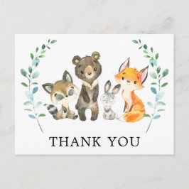 Woodland Forest Animals Tack Vykort
