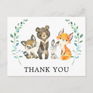 Woodland Forest Animals Tack Vykort
