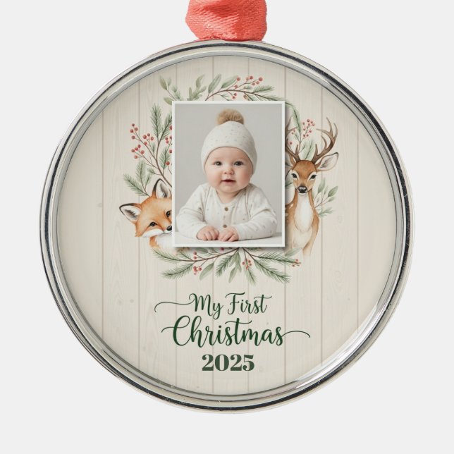 Woodland Forest Baby’s First Christmas Ornament  (Framsidan)