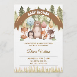 Woodland Forest Baby Shower Invite Inbjudningar