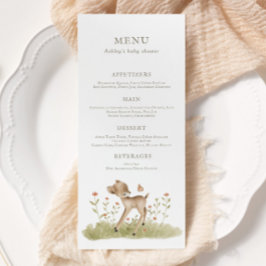 Woodland Forest Baby Shower Menu Meny
