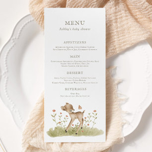 Woodland Forest Baby Shower Menu Meny