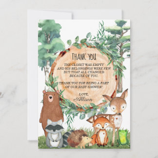 Woodland Forest Baby Shower Tack för ditt kort