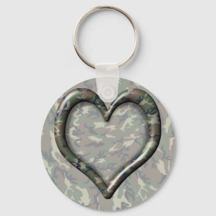 Woodland Forest Camouflage Heart Nyckelring