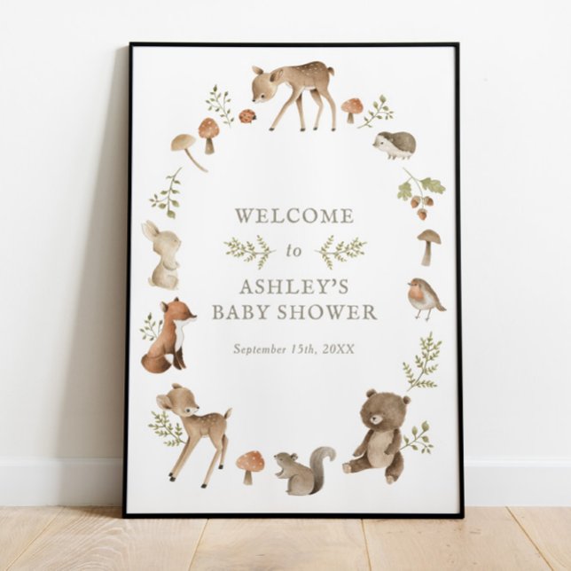 Woodland Forest Creatures Baby Shower Welcome Poster (Skapare uppladdad)
