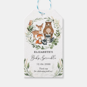 Woodland Forest Friends Greenery Baby Sprinkle Presentetikett