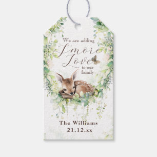 Woodland Forest Greenery S more Kärlek Baby Shower Presentetikett