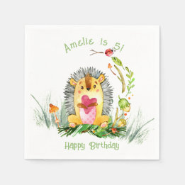 Woodland Forest Hedgehog Cute Birthday Pappersservett