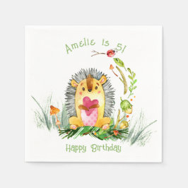 Woodland Forest Hedgehog Cute Birthday Pappersservett