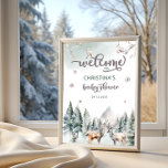 Woodland Forest Hjort Winter Baby Shower Välkommen Poster<br><div class="desc">Woodland Forest Hjort Winter Baby Shower Välkommen Poster. De flesta bokstäver är redigerbara - klicka på knappen "Anpassa ytterligare" för att redigera dem. Matchande objekt är tillgängliga.</div>