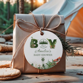 Woodland Forest It’s a Boy Mushroom Baby Shower Gåvor Etiketter