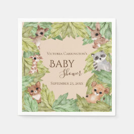 Woodland Forest Jungle Animals Greenery Baby Pappersservett