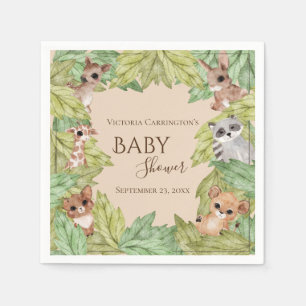 Woodland Forest Jungle Animals Greenery Baby Pappersservett