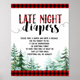 Woodland Forest Lumberjack Late lat. natttidningss Poster