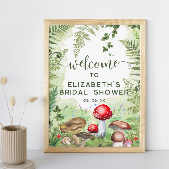 Woodland Forest Mushroom Ferns Skript Välkomsthäls Poster (Skapare uppladdad)